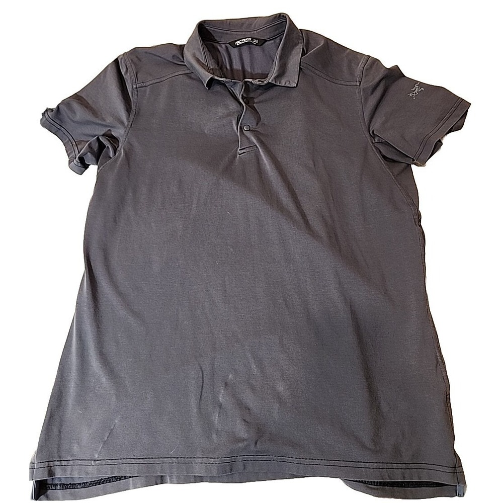 Arc'teryx Mens Button Polo Shirt Button/Snaps Gray Athletic‎ Stretch Size Large